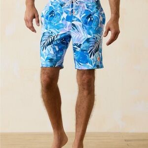 Tommy Bahama Blue Tropical Print Swim Board Shorts